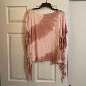 Pink Fringed Tie-Dyed Top